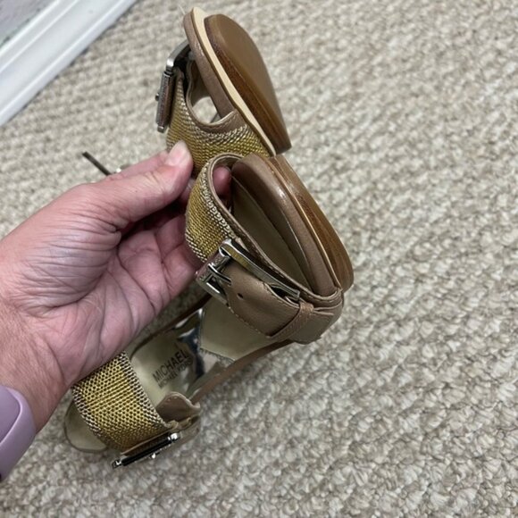 Michael Kors Faith Sandal Heels taupe/gold size 7 - Picture 6 of 13